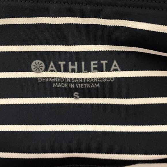 Athleta Navy Blue And White Stripe Zipper Pocket Leggings Size Small - Picture 11 of 13